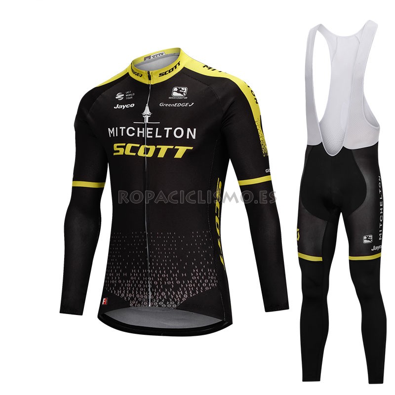 2018 Maillot Scott Tirantes Mangas Largas Negro